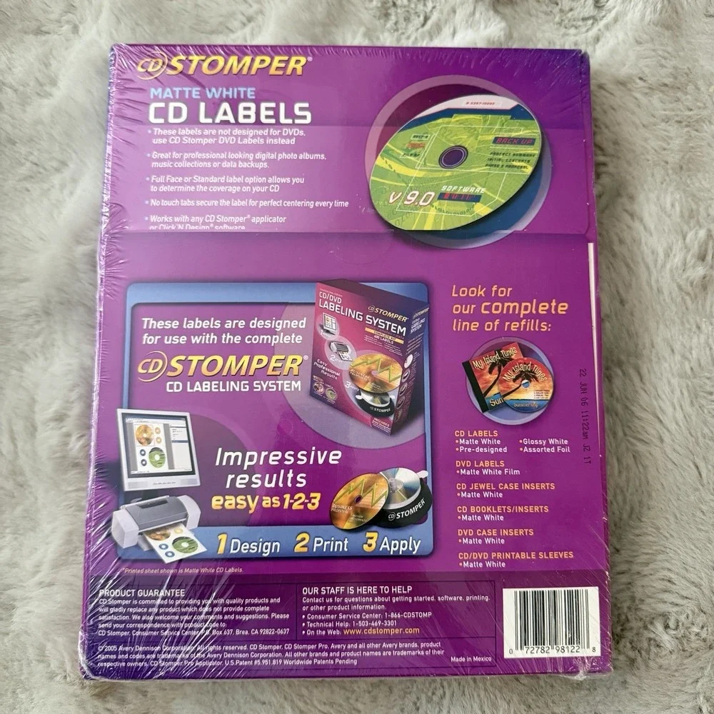 CD Stomper 300 Matte White CD LABELS + Center & Case Spine Labels Y2k Sealed New